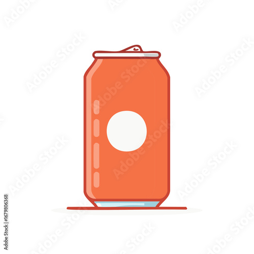 Aluminum Can Illustration with Orange Color and Simplified Design for Beverages