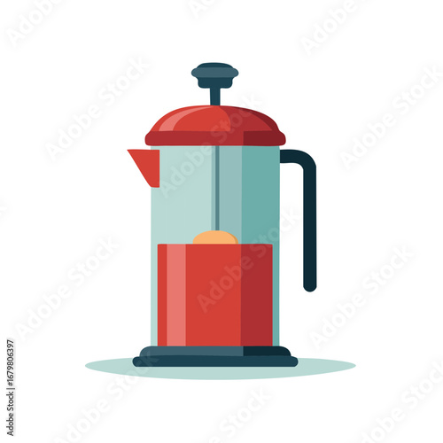 Minimalist Coffee Press Illustration for Cafe, Restaurant or Home Brewing