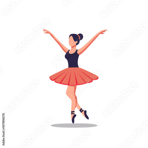 Ballet Dancer Pose in Pink Tutu. Elegant Ballerina in Position. Dance Performance