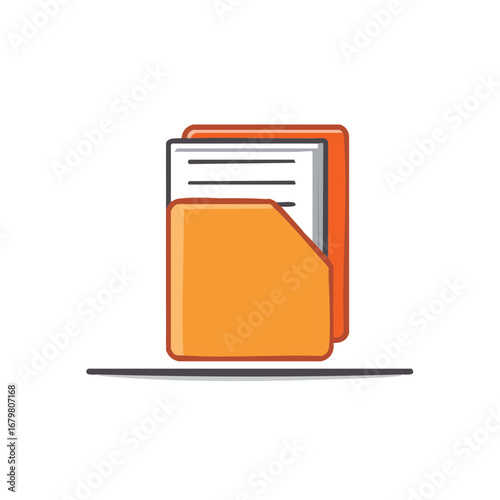 Orange Folder with Documents Illustration Flat Design File Management Concept