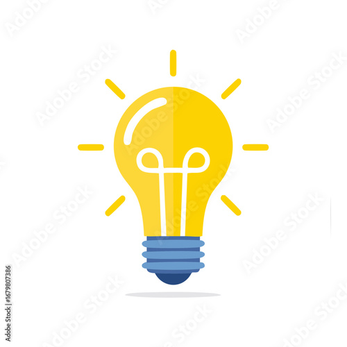Yellow Light Bulb Illustration Symbolizing Ideas and Innovation on White Background