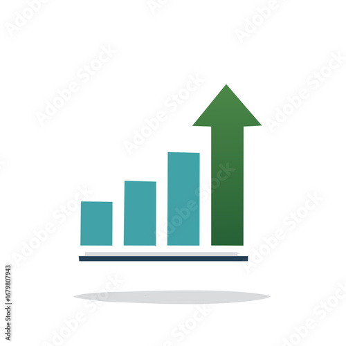 Business growth financial success progress increasing bar chart and upward arrow