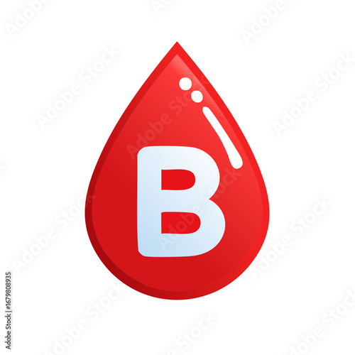 Blood Drop with Blood Group B, Medical Vector Illustration