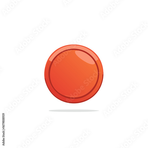 Red Circle Button with Glossy Finish - Isolated Round Design Element