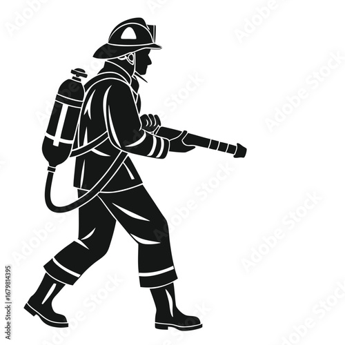 Firefighter with hose