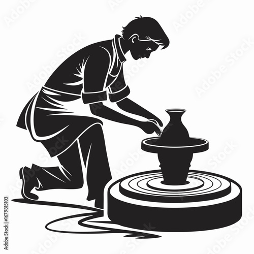 Potter with clay