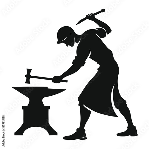 Blacksmith hammering