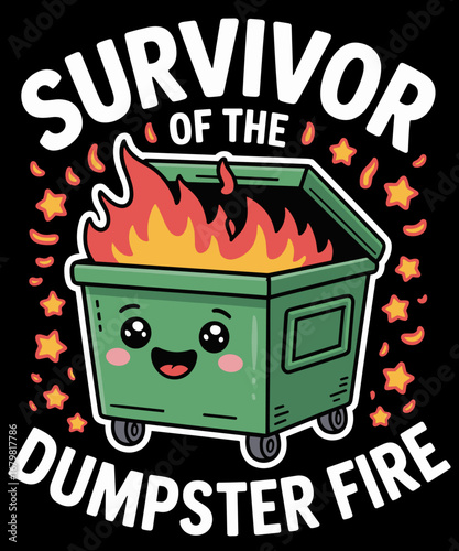 Retro Dumpster Fire Trash Can Funny Survivor Of The Dumpster Fire