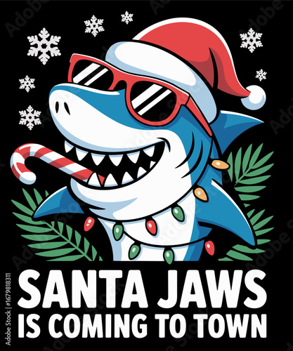 Summer Santa Jaws Vacation Christmas in July Shark