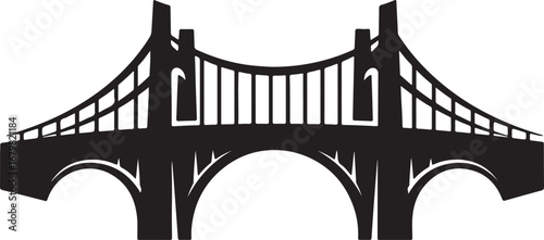 Bridge Logo Icon Silhouette Vector Black and White Minimal Design for Architecture, Construction, Infrastructure, and Connectivity