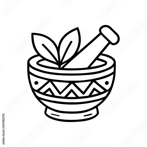 pestle and mortar art design vector