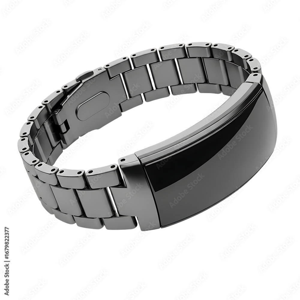Fototapeta premium Sleek metal band smartwatch with modern design and durable construction for everyday wear transparent background