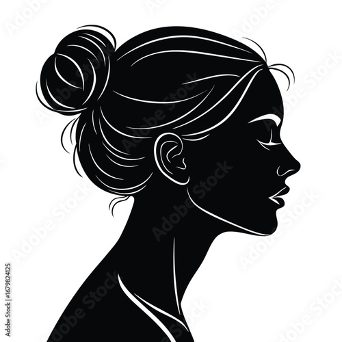 Woman hair bun silhouette