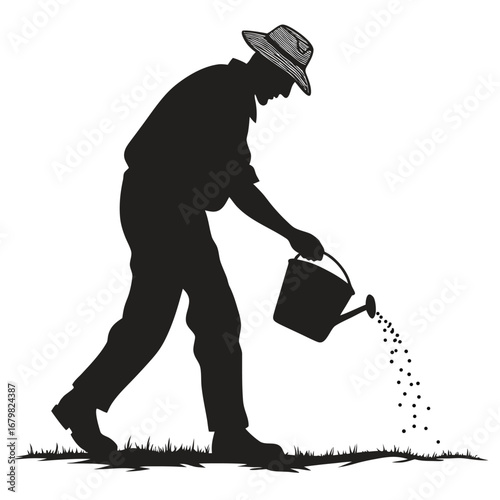 Farmer sowing seeds