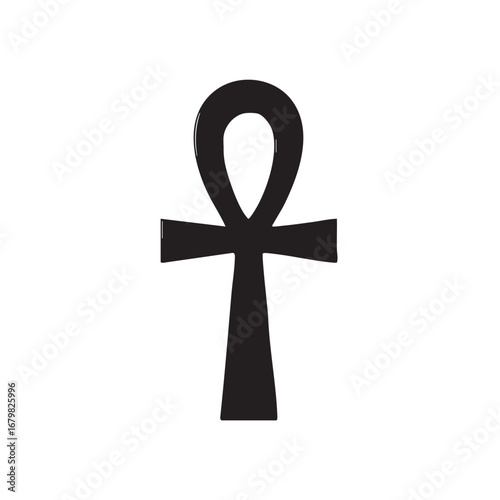 Black Ankh Symbol Isolated on White Background egyptian life