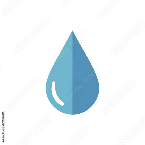 A simple blue water drop graphic with a white highlight, isolated on white.