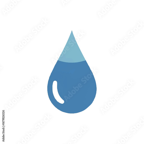Illustration of a blue water drop with a lighter blue top, isolated on white.