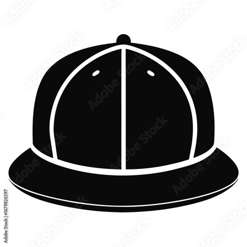 Minimalist Flat Brim Snapback Vector Illustration – Black Silhouette