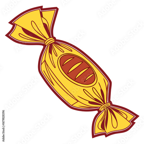 Candy Delight Illustration: A meticulously crafted illustration showcases a single, delectable candy, wrapped in a vibrant wrapper, symbolizing sweetness and the joy of indulgence.