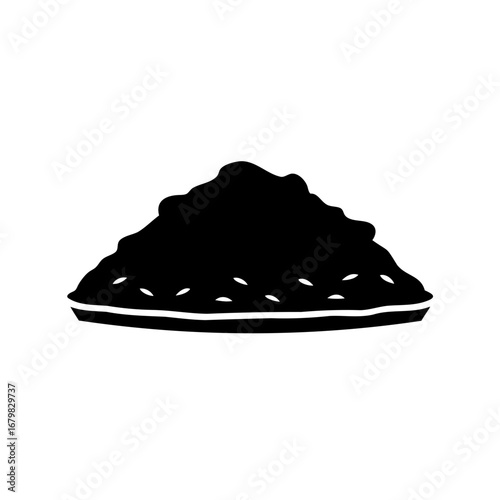 Silhouette of a delicious apple pie slice with a crust, delicious dessert