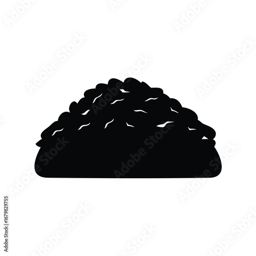 Monochrome illustration showing a large pile, heap, or mound on a white backdrop
