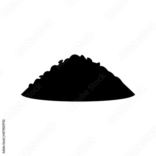 Isolated black silhouette of a pile of dirt, soil or sand