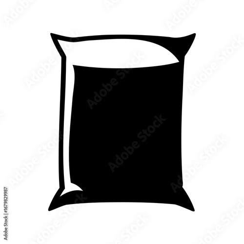 Simple black and white illustration of a full bag or sack outline