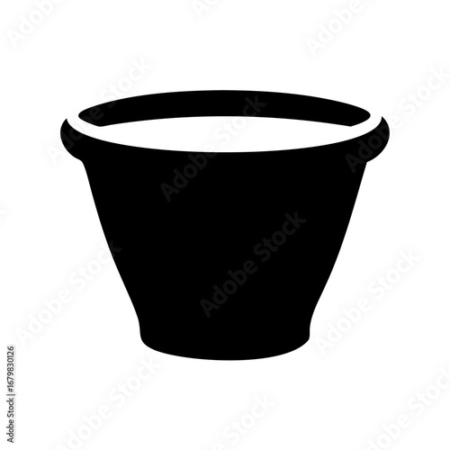 A black and white simplistic image of a basic plant pot shape