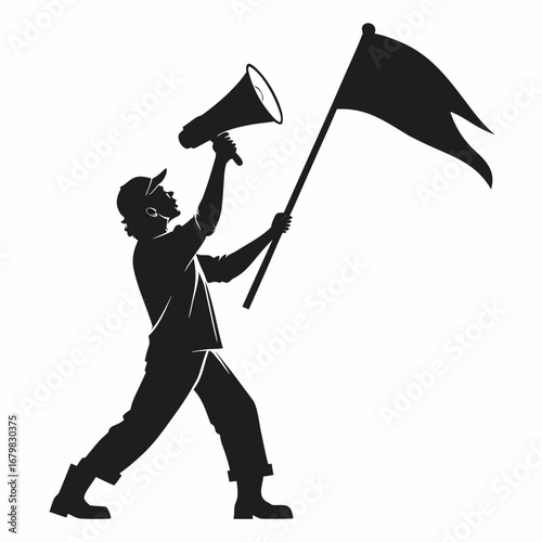 Protester with megaphone