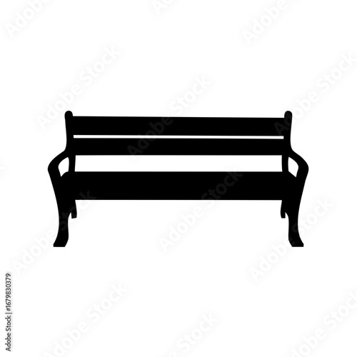Simple silhouette of a park bench invites contemplation and relaxation in nature