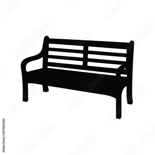 Silhouette of a park bench on a white background ideal for graphic design