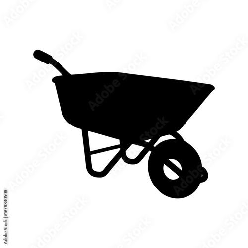 Black and White Wheelbarrow Silhouette for Gardening and Landscaping Needs