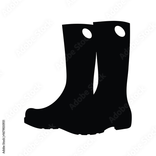 Black silhouette illustration of a pair of rain boots with oval openings