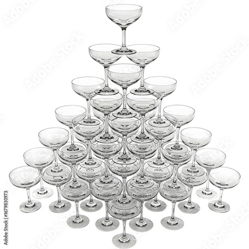 Champagne Flute Pyramid: Elegant Glassware Arrangement
