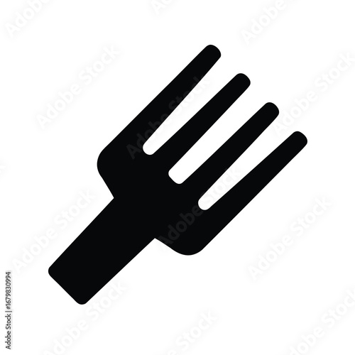 Black and white graphic illustration of a standard dining fork cutlery
