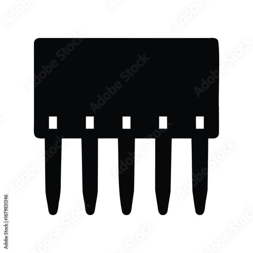 Illustration of a typical integrated circuit IC chip showing the pins