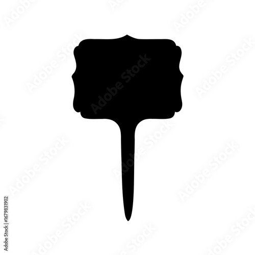 Isolated Black Silhouette of a Fancy Garden Plant Label Sign Marker