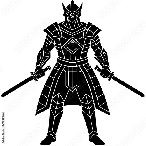  Silhouette icon of a knight with samurai