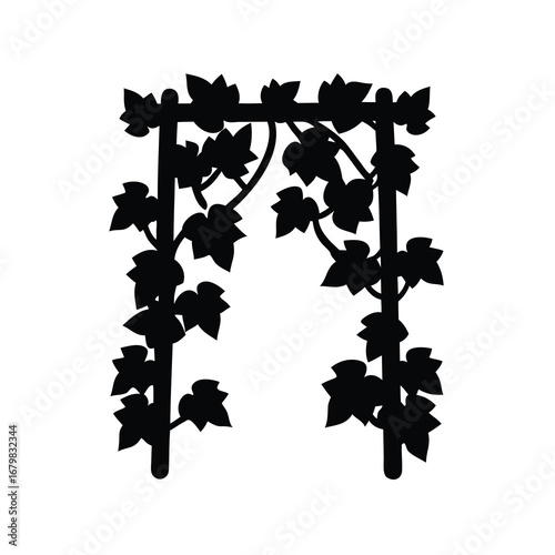 Elegant silhouette of a vine covered arbor suggesting natural beauty and design