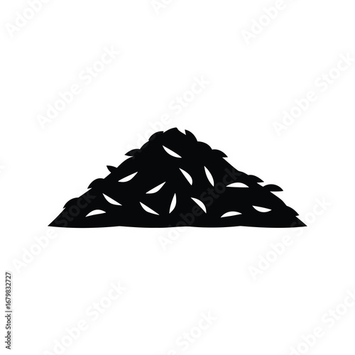 Abstract black and white illustration of a pile of husks or grains