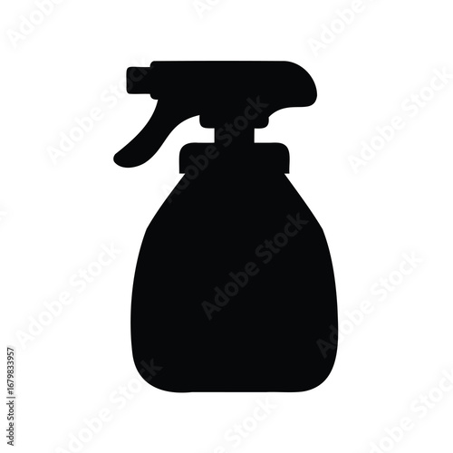 Simple silhouette of a cleaning spray bottle, ready to disinfect and clean