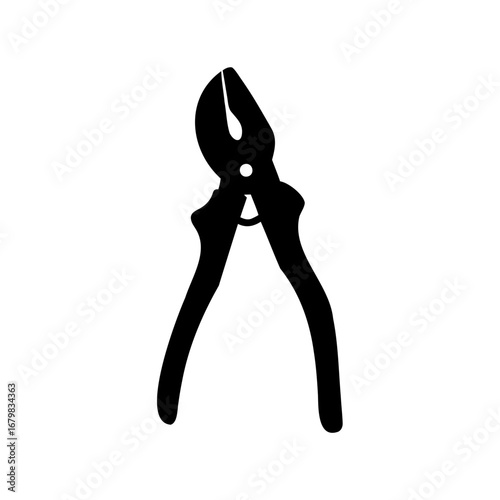 Isolated black silhouette of a set of pliers on white background