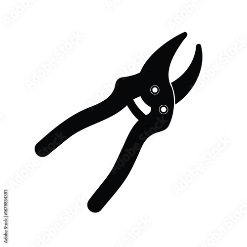 Black silhouette of garden pruners or shears for trimming plants and branches