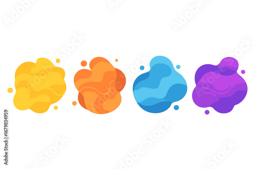 Set of abstract liquid shapes. Dynamic gradient amoeba blobs. Modern fluid vector elements for banner design. Colorful organic forms collection for creative graphic background.