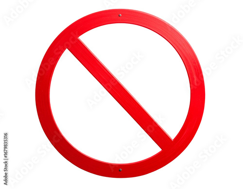  Classic Red Circle with Diagonal Slash, Not Allowed Sign, Isolated