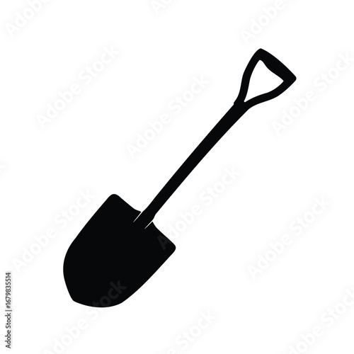 Silhouette of a gardening shovel, perfect for digging in the earth