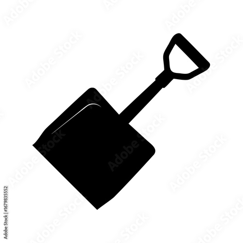 A Silhouette of a Shovel with a D Handle in Black and White