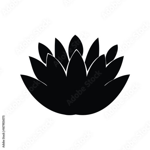 Silhouette of a lotus flower with many petals in bloom design