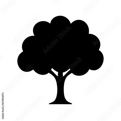 Wallpaper Mural Single black tree silhouette against a plain white background graphic depiction Torontodigital.ca