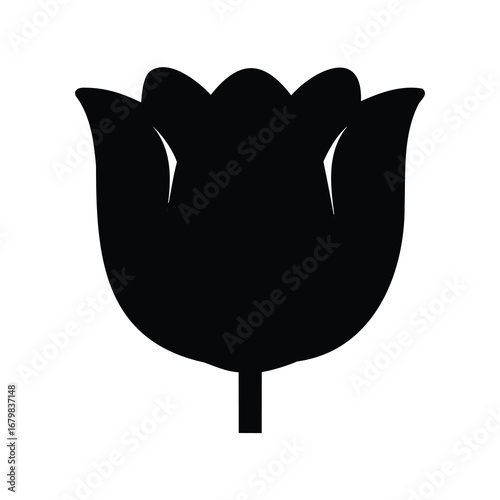 Wallpaper Mural Stylized black tulip flower with distinct petals and a simple stem Torontodigital.ca